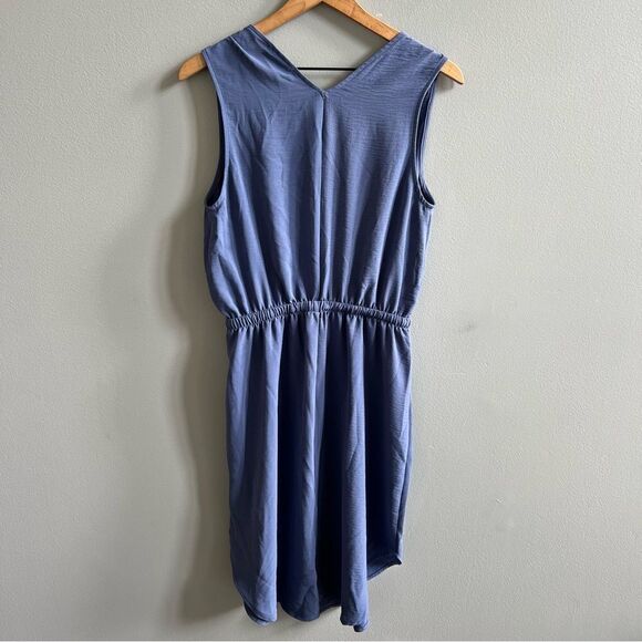 Monteri NWT Short Story Blue Knit Sleeveless Dress Drawstring Waist V-Neck Large - Picture 5 of 9